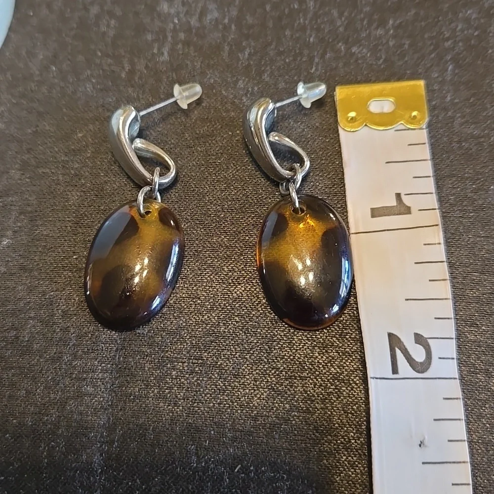 Vintage Faux Tortoise Dangle Earrings